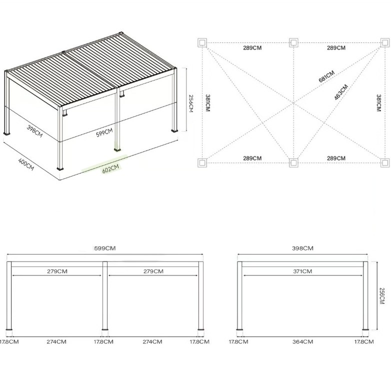 Pergola 6x4 m technikcý výkres